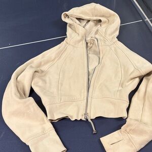 lululemon athletica Scuba Cropped Hooded Jacket in Bone